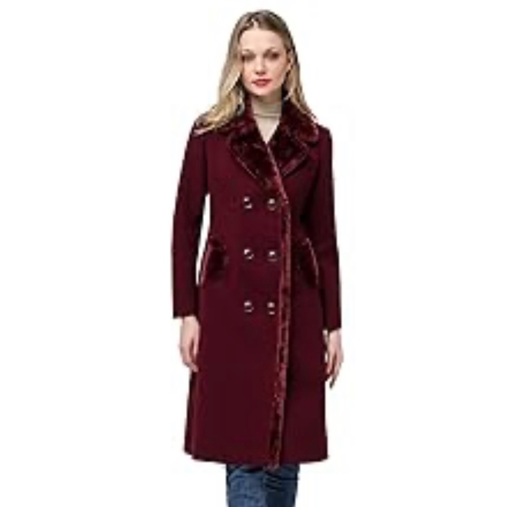 Aprsfn Woman’s Double-Breasted Notched-Lapel Midi Wool Blend Pea Coat XL